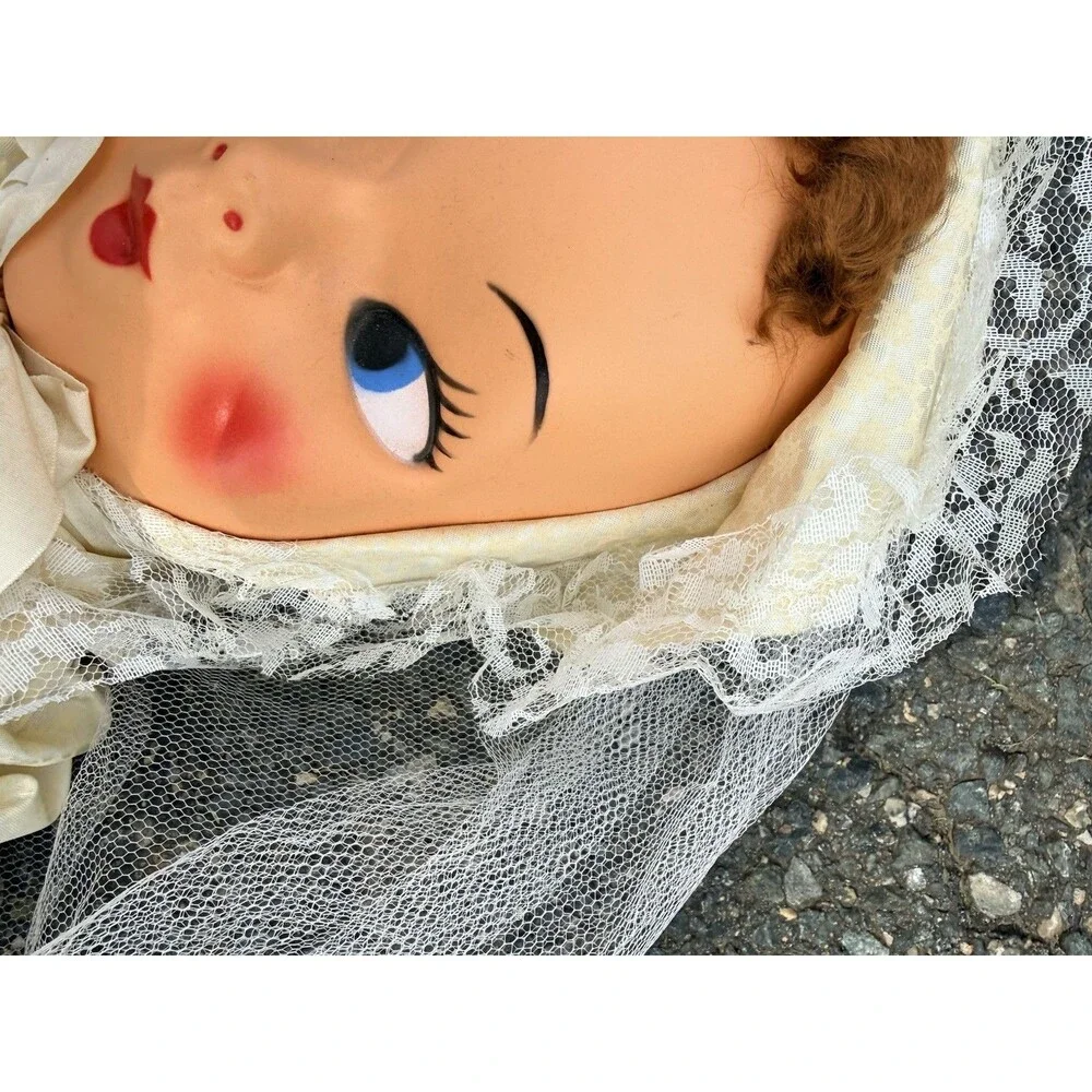 Vintage 40s 50s Dance with Me Doll Plastic Celluloid MASK FACE Cloth Doll 38”